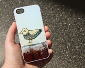 iPhone 5 White Case Yellow Bird on Red Brick Glossy Finish
