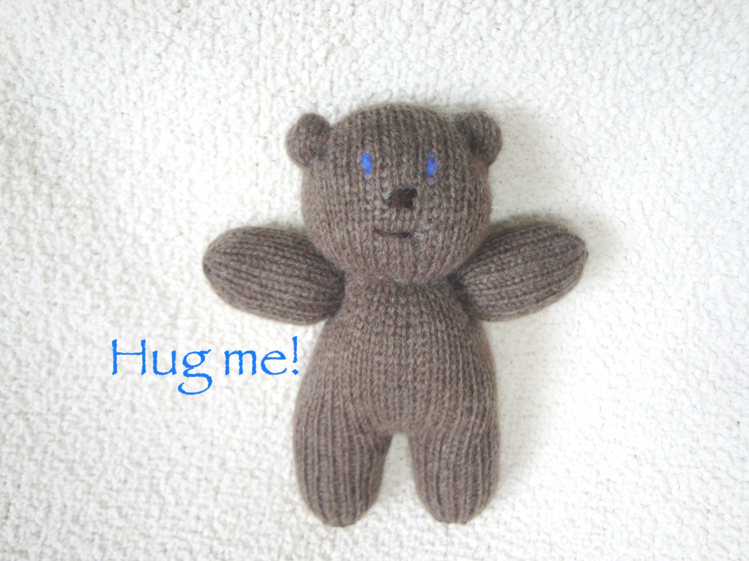Hand Knit Bear, Teddy Bear, Brown Bear Soft Waldorf Toy 9" Cuddly Animal Doll