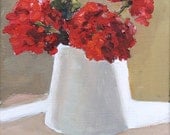 Flowers in Vase, Still Life Painting, Original Oil on Canvas, 8x8 inch wall decor