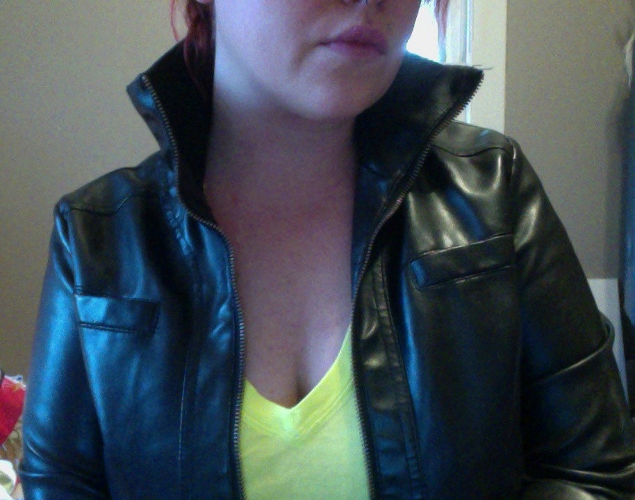Faux Leather Cropped Bomber Jacket