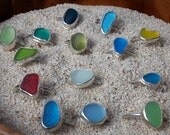 Sea Glass Ring, Sea Glass Jewelry, Sterling Silver, Red, Stackable RIngs. Beach Glass Jewelry