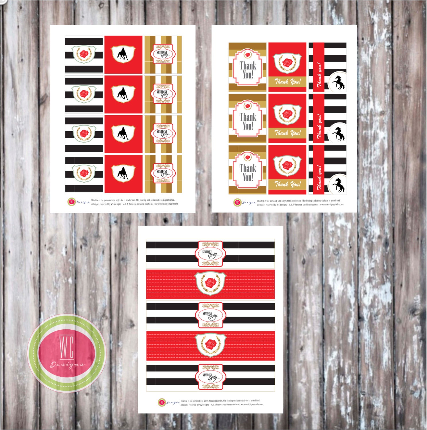 KENTUCKY DERBY Printables Package - Kentucky Derby Party Printables - Instant Download - by WC Designs