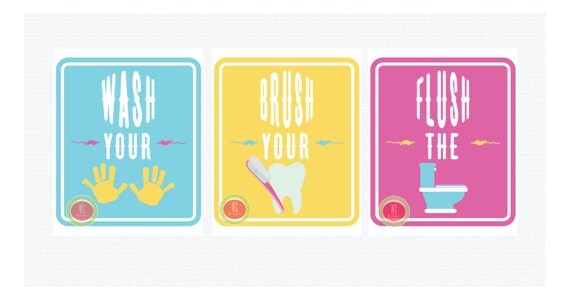KIDS BATHROOM Wall Art Decor - Wall Art Printable - Instant Download - by WC Designs Il_570xn