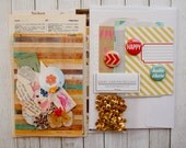 Card kit "Eclectic" - Cardmaking Kit - Pink - Badges - Printables - Vintage - Patterned Paper