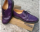 Vintage Early 90s Purple Original Dr. Doc Martens Leather Shoes UK/US 9/9.5 -- Made in the England -- bouncing souls
