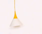 Vintage yellow and white hanging ceiling lamp