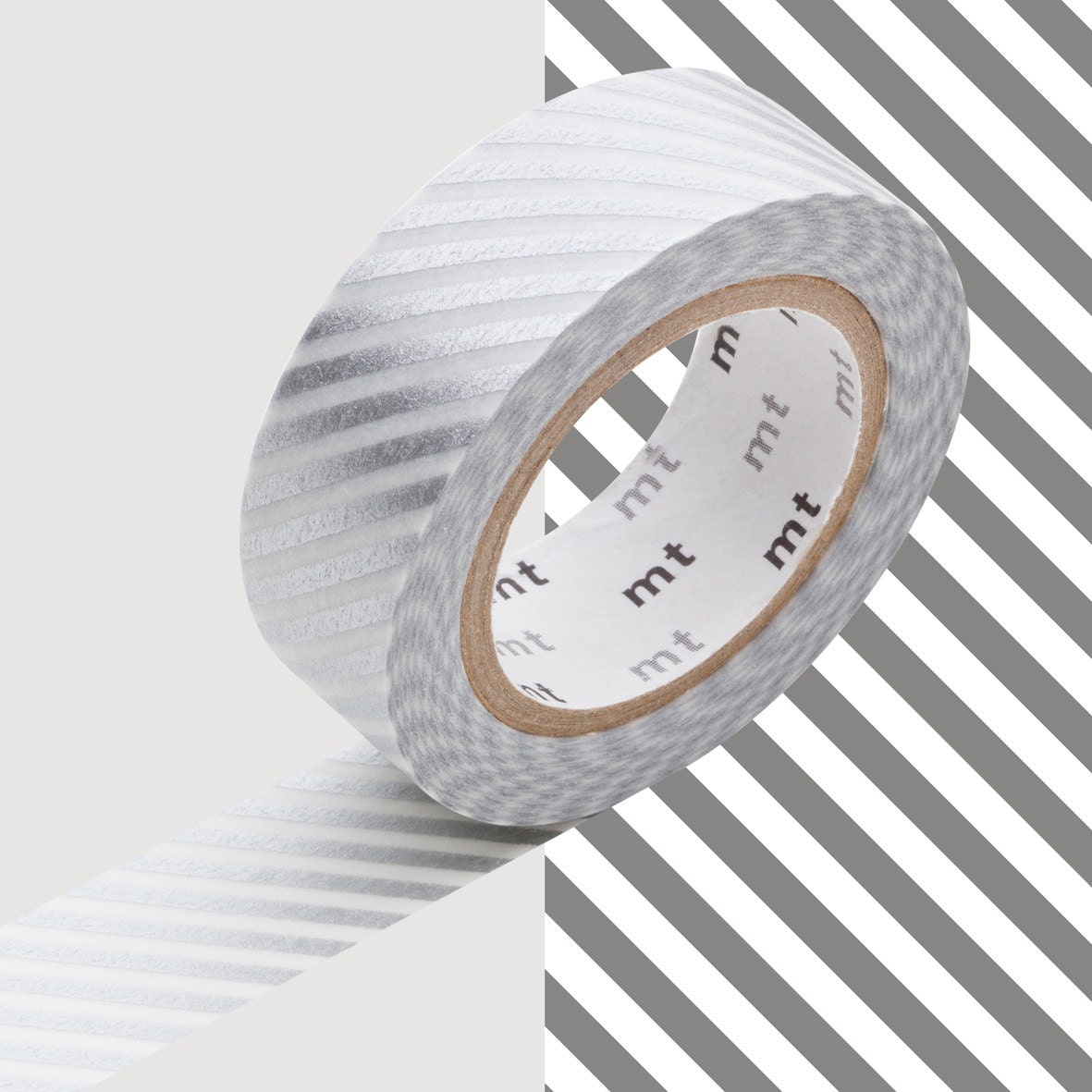 MT Japanese Washi Tape STRIPE SILVER 15mm x 10m (kmmt-mkt1pd-ct)