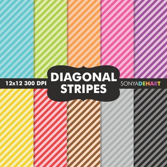 Buy 2 Get 1 FREE Digital Scrapbooking Printable Paper Pattern Pack Diagonal Stripes Striped Paper Instant Download Il_570xn