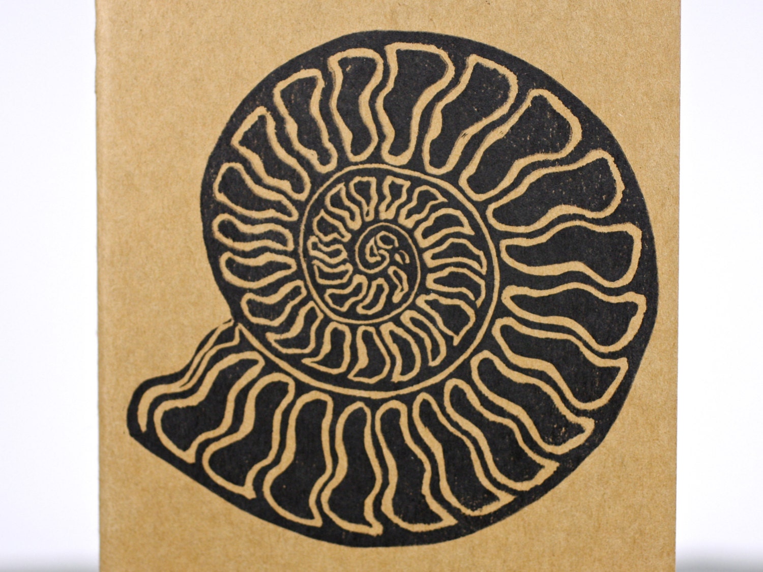 Ammonite Sea Shell Fossil Travel journal. Moleskine small journal with inner pocket. Stationary. Notebook. Camping Journal