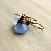 Periwinkle Chalcedony Quartz earrings Bronze Antiqued Wire Wrapped Blue Azure Cornflower