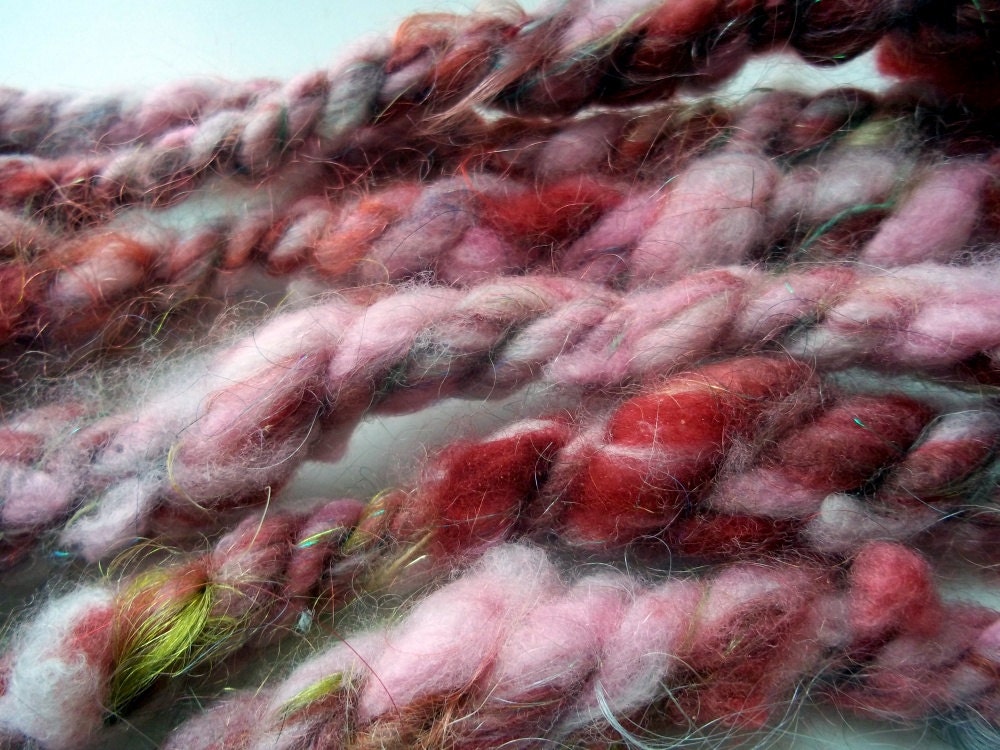 La Vie en Rose - handspun handfasting cord  - ritual cord -  cord magic - Love Romance Attraction Aphrodite Freyja - Pink Lariat Accessory