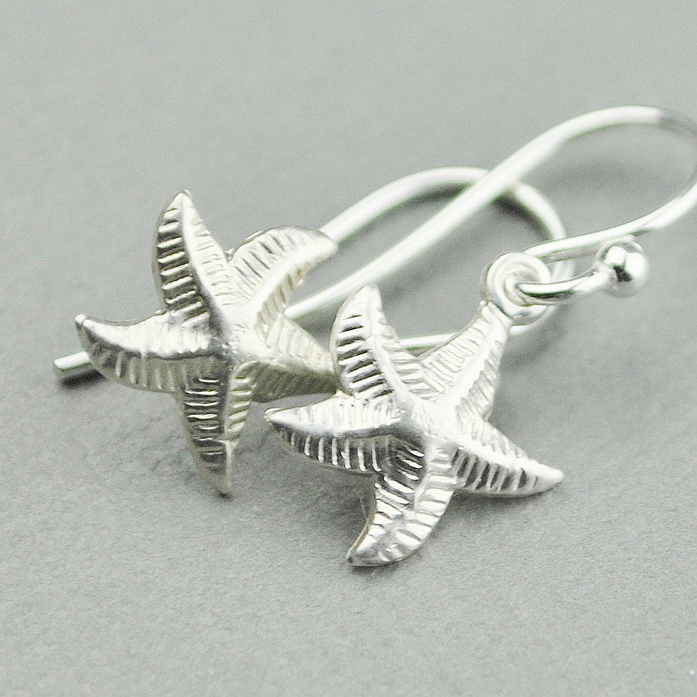 Sterling Silver Starfish Earrings, Drop Earrings, Starfish Jewelry, Dangle Earrings, Beach Jewelry, Sterling Silver Jewelry Handmade - MyDistinctDesigns