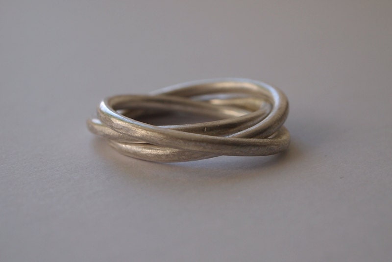 Russian Wedding Band. Three Tri Band Ring. Sterling Silver.
