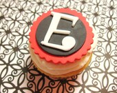 Monogram or Age Fondant Cupcake Toppers to personalize for your birthday or event ladybug colors