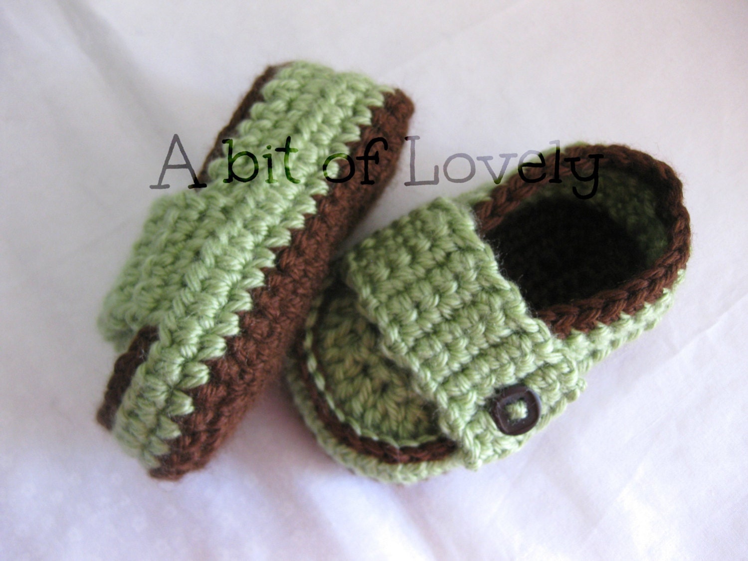 Baby Boy Shoes / Slippers / Booties - Dark Brown & Green - YOUR choice size - (newborn - 12 months) - photo prop - children