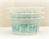 Vintage Aqua Butterprint Pyrex Set of 3