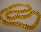 Amber Bead - Golden - Honey - Yellow Coin - Beaded Handmade Teething Necklace Long 44.0 cm or 17.3"