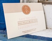 Modern Letterpress Save the Date : Blush and Brown Arrows