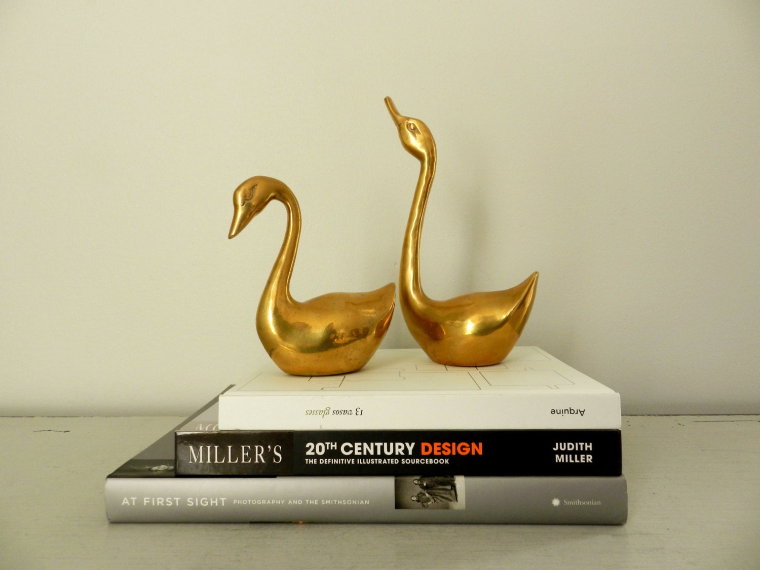 Vintage Brass Swans Pair Birds Home  Rustic Farmhouse Chic