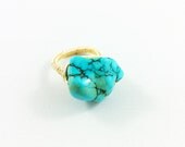 Neon Turquoise Howlite Cocktail Ring