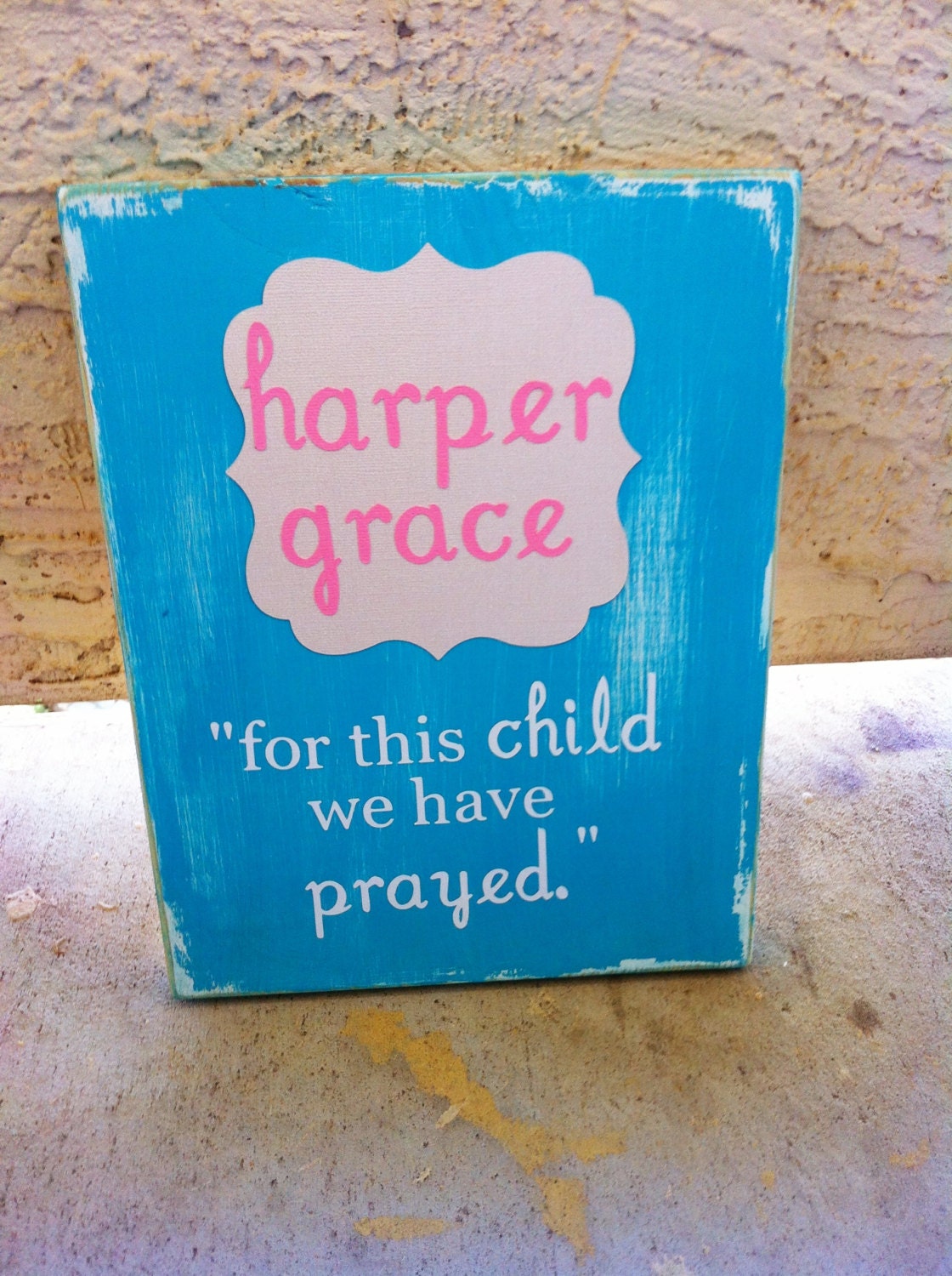 for this child i have prayed- sweet & delicate baby name board