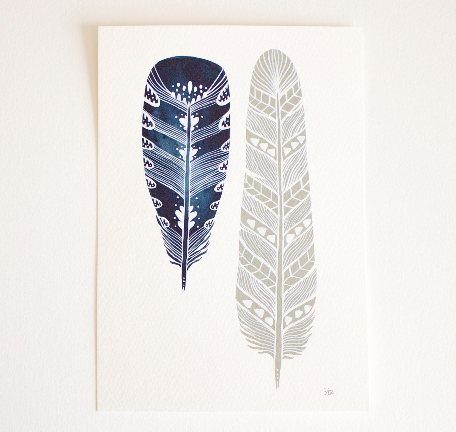 Feather Art Painting - Watercolor Art - Large Archival Print - 11x14 Mila Feathers