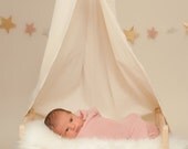 Newborn Canopy, Photography Prop, Burlap & Pearl Trim