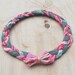 Hand Printed 'Glow in the Dark' Braided Headband in Pink, Grey, and Teal
