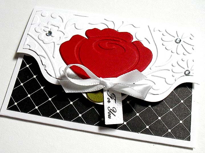Embossed Red ROSE Gift Card Holder
