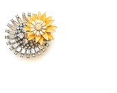 Wedding Flower Rhinestone Statement PIN in Crystal, Yellow, Mustard & Ecru Jewelry by ZiLLAs QuEeN