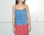 Red Floral Denim Jean Summer Hipster Dress