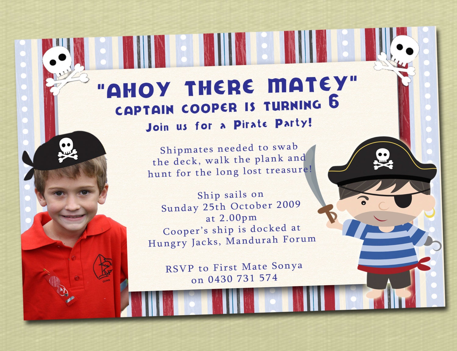 Pirate Birthday Invitations with Photo - You Print Il_170x135