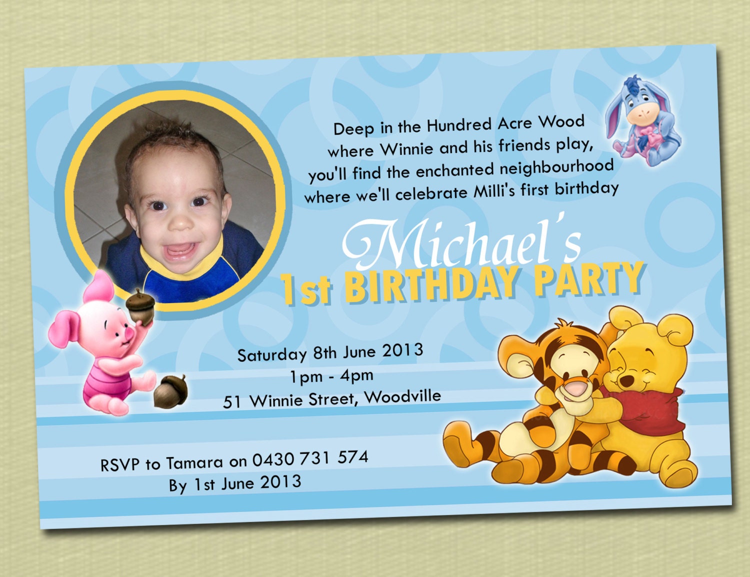 Photo Personalised Winnie The Pooh Birthday Invitations - You Print Il_570xn