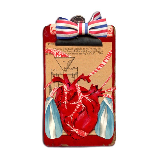 anatomy series heart 2, mixed media heart, collage heart, cabinet of curiosities heart, heart