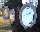 SALE - Vintage Whisper Pink Oval mirror and matching Sconces - Shabby Chic girly decor