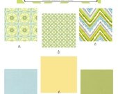 Custom 3 piece Nursery Set--Crib Sheet, Crib Skirt, and Changing Pad Cover (Bella Scroll & Flowers, Custom-Made)