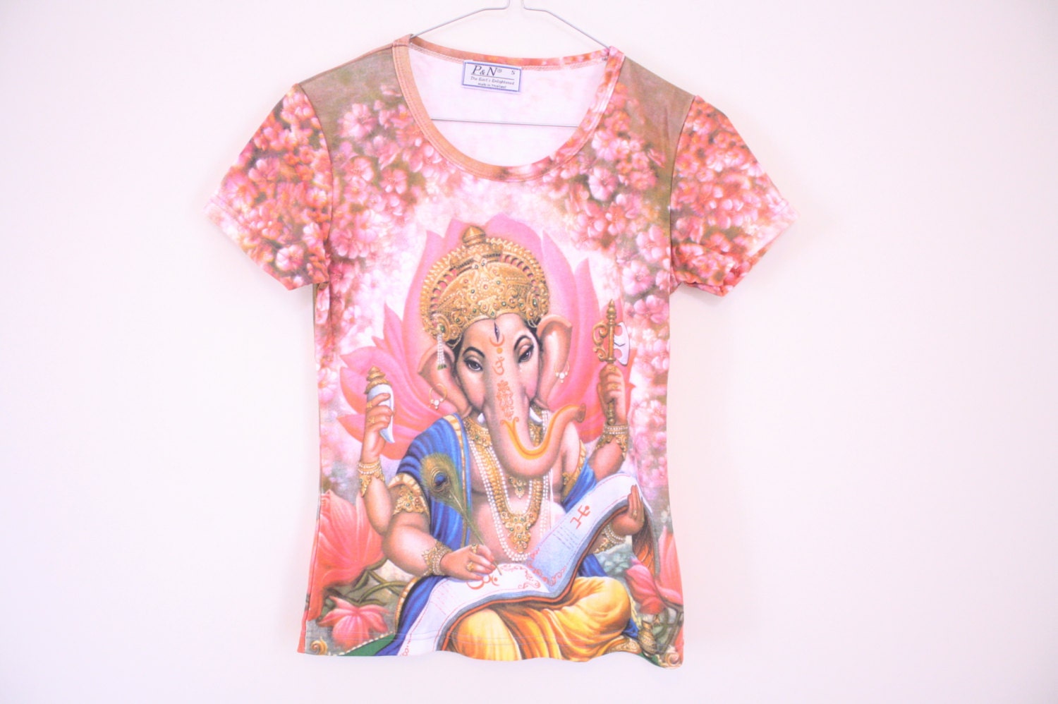 90s Hindu Lord Ganesha Print Tee / Crop Top