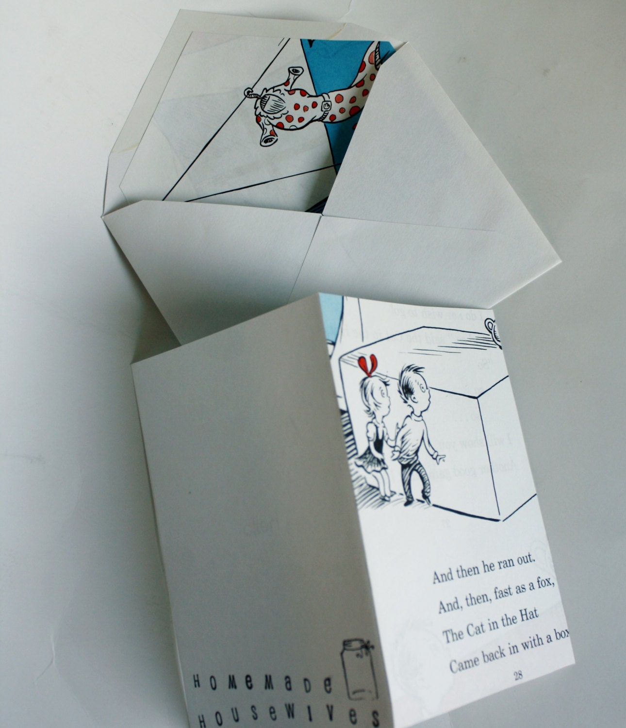 Cat in the Hat Note Card with Coordinating Envelope// thank you cards// invitations// Dr Seuss Party