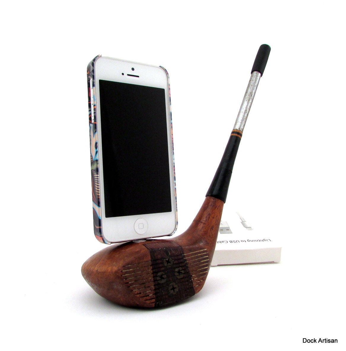 Vintage Wooden Golf Club iPhone 5 Dock