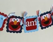 Elmo Inspired Blue and Red I am 1 Highchair Banner