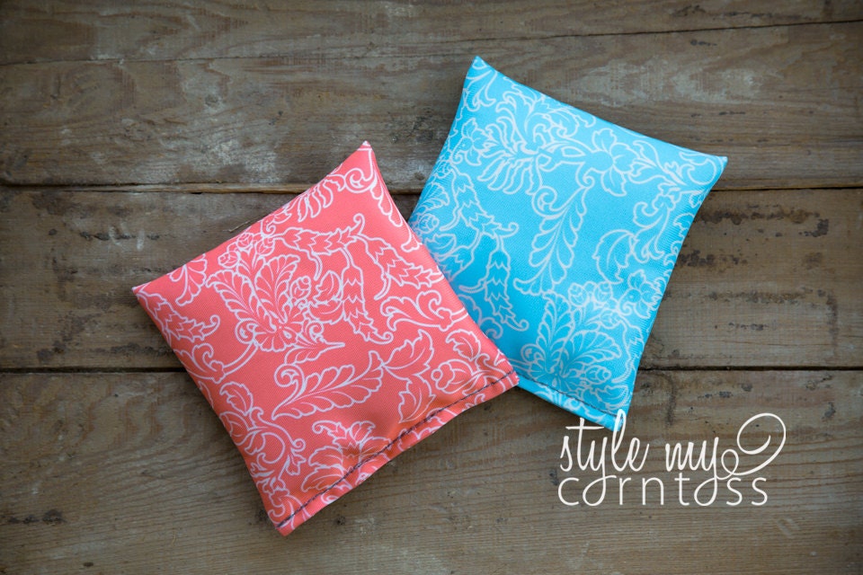 Cornhole Bags - Full Set (8 bags) // Floral Pattern