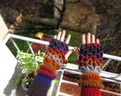 Multicolor Fingerless Mittens Wrist Warmers Crochet Gloves Black Brown Beige Blue Grey Winter Accessories for Her by dodofit on Etsy