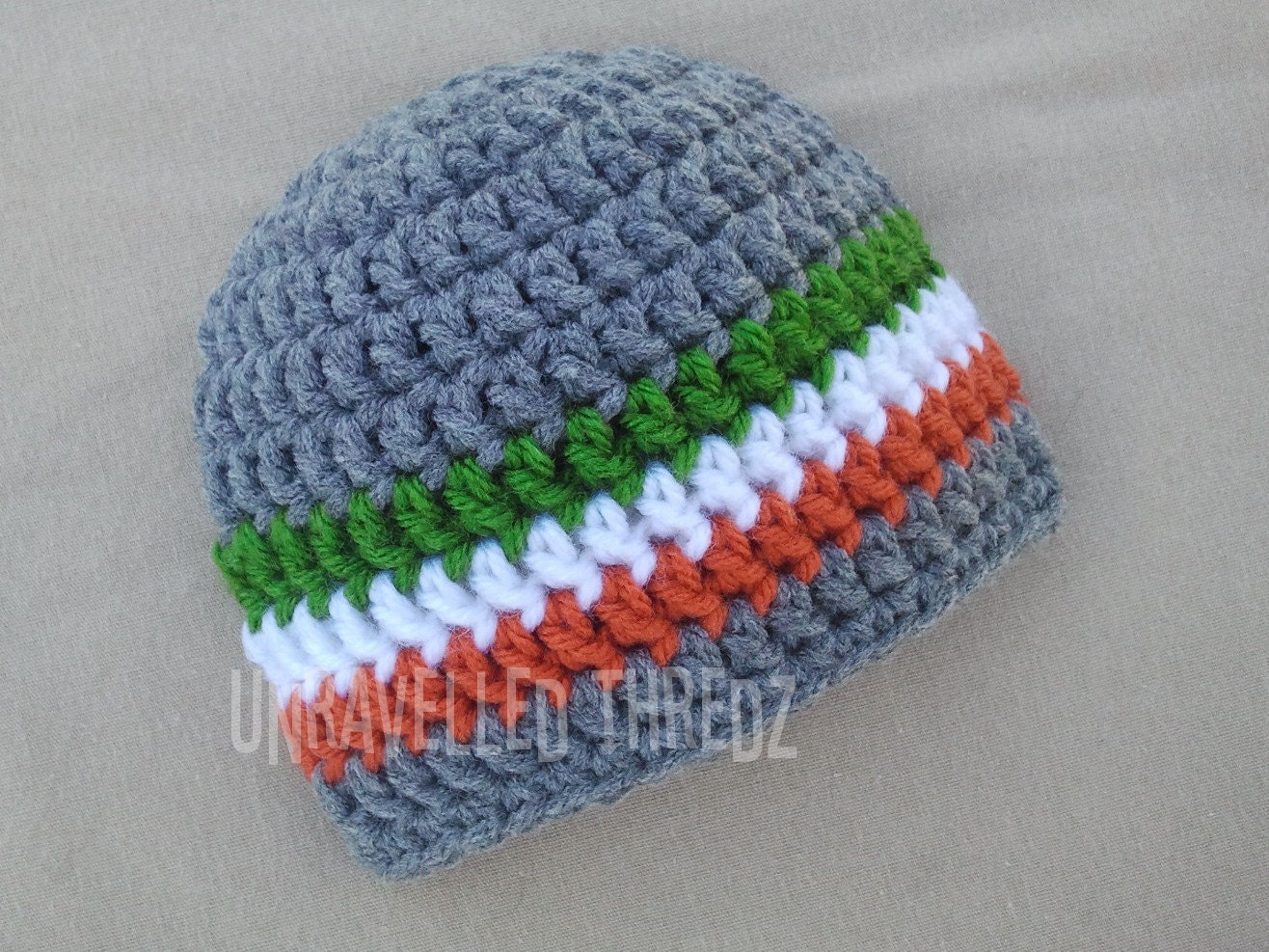 Crochet Baby Hat- Irish Flag Colors, St. Patrick's Day Baby Newborn Hat