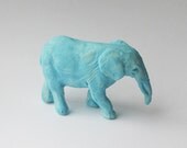 Turquoise Elephant Miniature Porcelain Sculpture