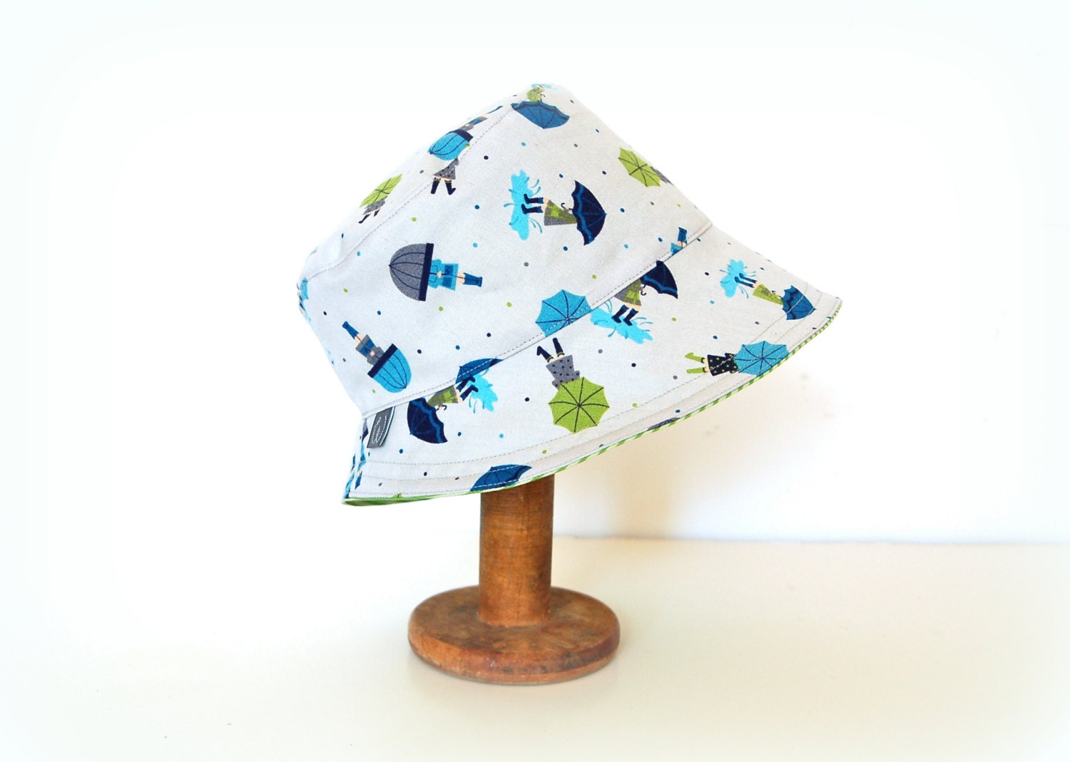 Boys Reversible Guajiro Fedora Hat - Umbrellas or Green Pinstripe - Made to Order