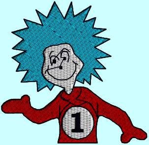 Mini Thing One and Two Cat in the Hat Embroidery Design