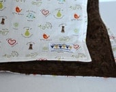 Baby Blanket Minky - Riley Blake, faith, love, brown, natural