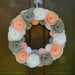 Baby Announcment Wreath - Felt Flower Wreath in Baby Pink, Silver Gray and White - 14 inch