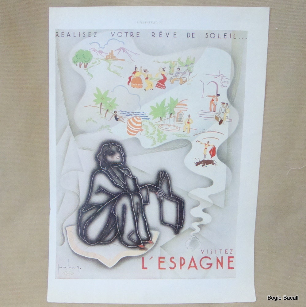 Vintage Travel Poster Spain Advertisement From "L Illustration" French