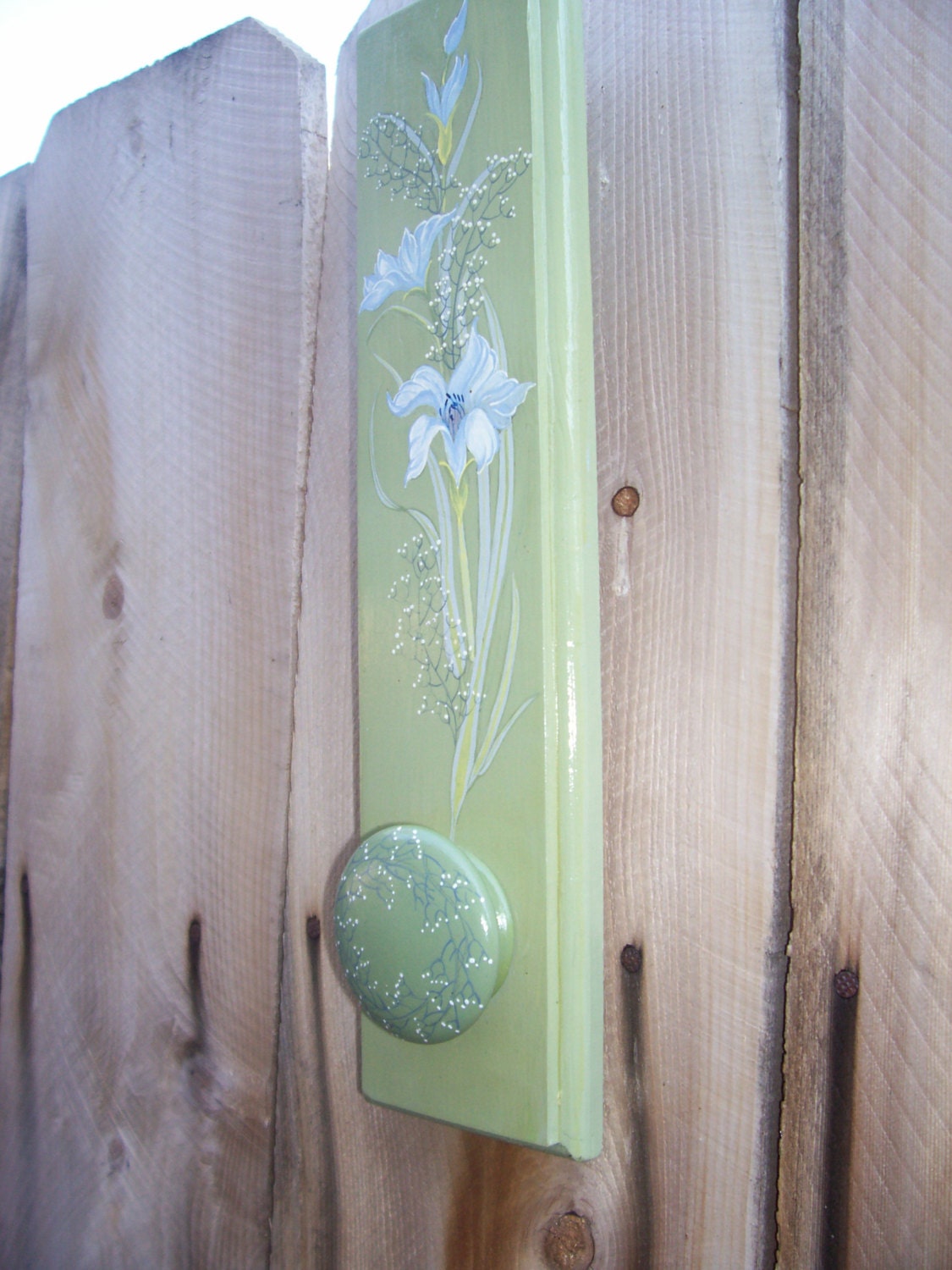 Wall Hanging, Lily, Flower, Plaque, Wood, Knob, Hanger, Decoration, Hand Painted